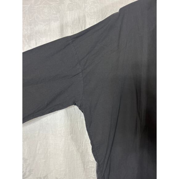 SAGA Shirt Black Button Up Asymmetrical Lagenlook Cotton Made in Italy Minimal - Picture 3 of 8